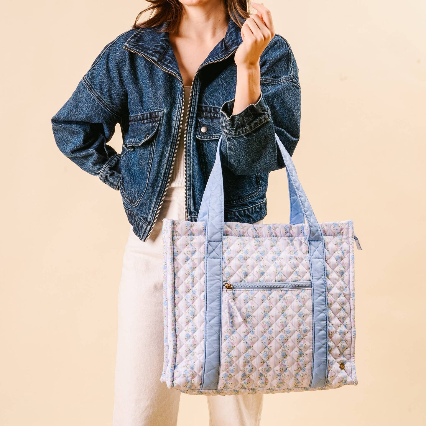 Quilted Tote Petal Parade Blue